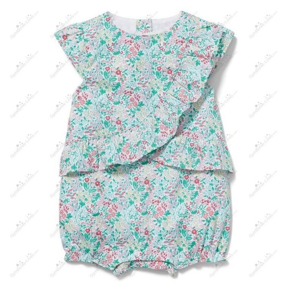 Janie and Jack Floral Ruffle Baby Romper size 3 - 6 months spring easter - Picture 1 of 12
